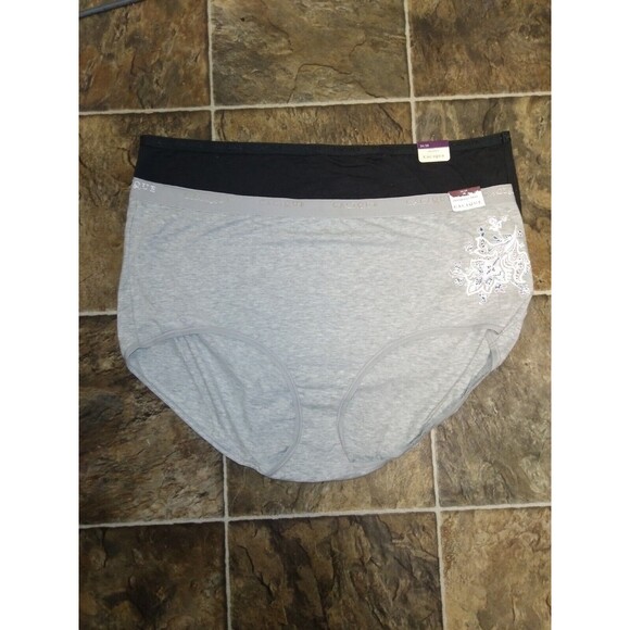 NWT CACIQUE Set of 2 BlackGray Flower Print Brief Underwear 26  28 - Picture 1 of 5